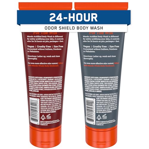 Mando Acidified Body Wash two-pack 8-5oz bottles promotes daily use.