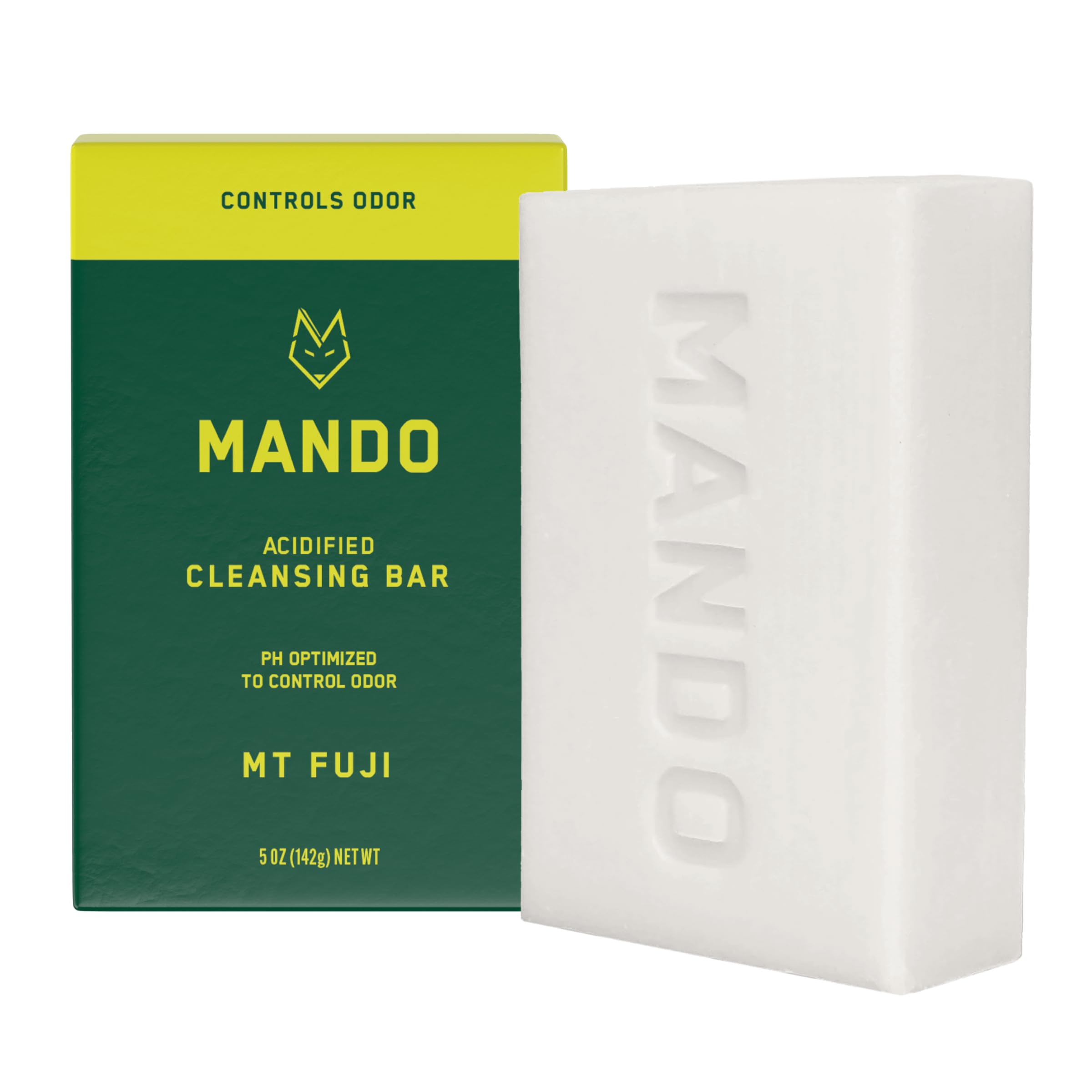 Mando Acidified Cleansing Bar closeup shows rich lather for lasting freshness.