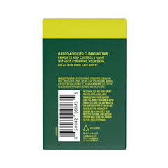 Mando Acidified Cleansing Bar packaging displays SLS-free, paraben-free formula.