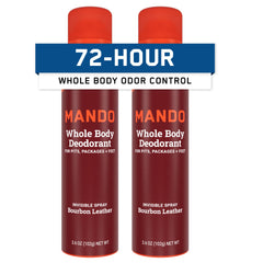 Mando Bourbon Leather deodorant pack of two cans for all-day odor control