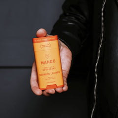 Mando Bourbon Leather stick top view ready for on-the-go application