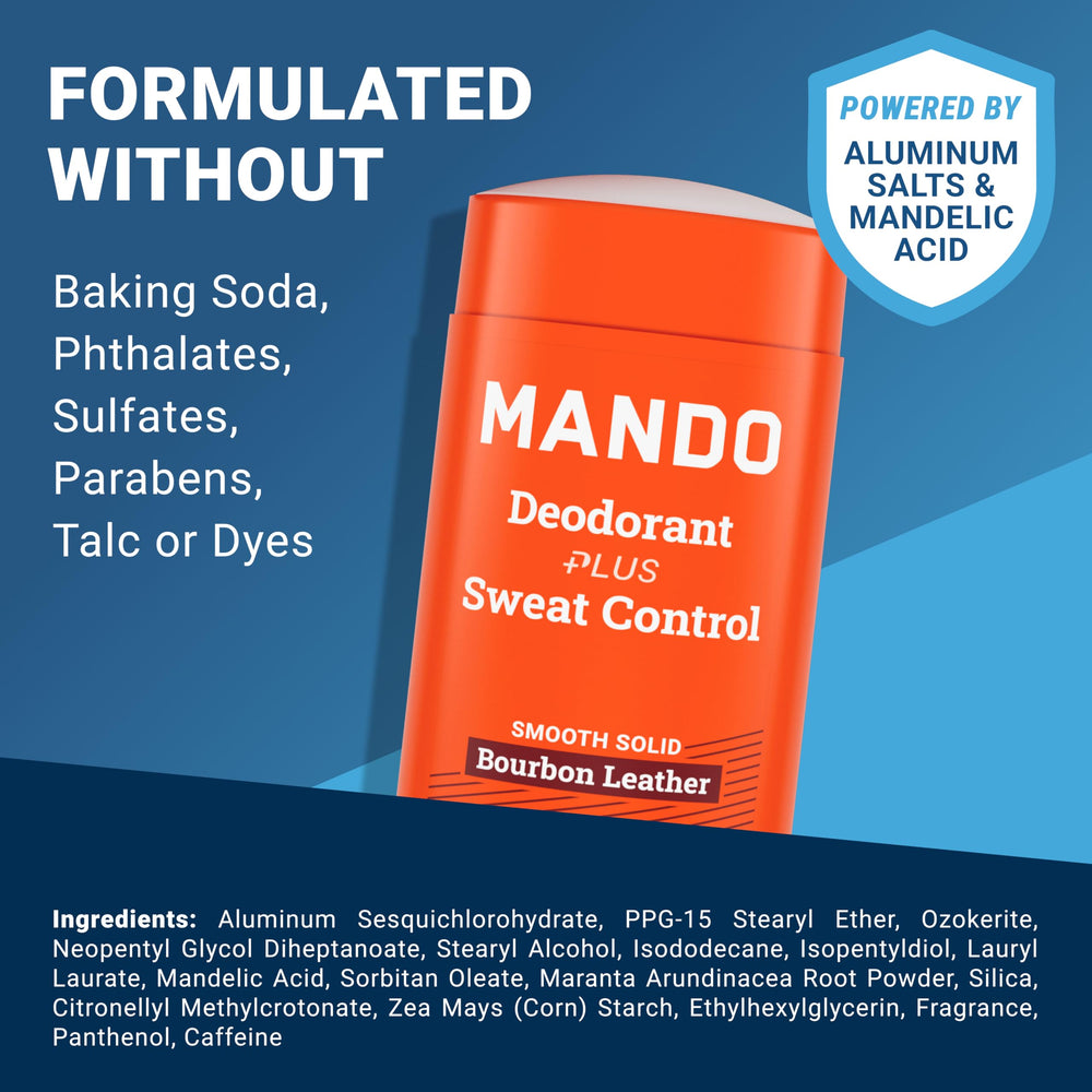 Mando Bourbon Leather deodorant swatch demonstrating smooth solid texture