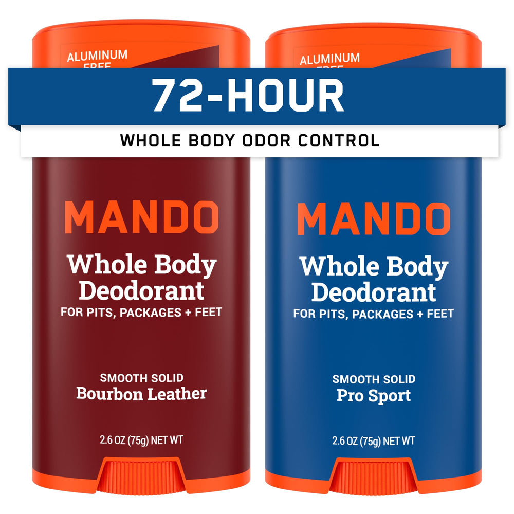Mando Bourbon Leather stick deodorant offers long-lasting odor control.