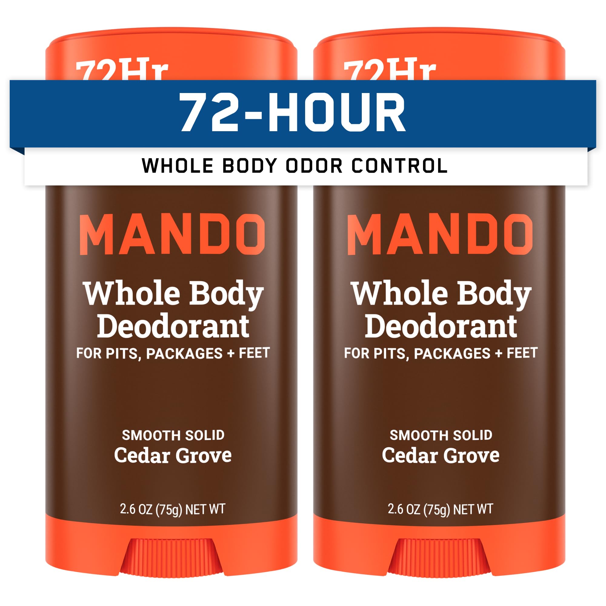 Mando Cedar Grove deodorant stick closeup shows smooth application for long-lasting freshness.