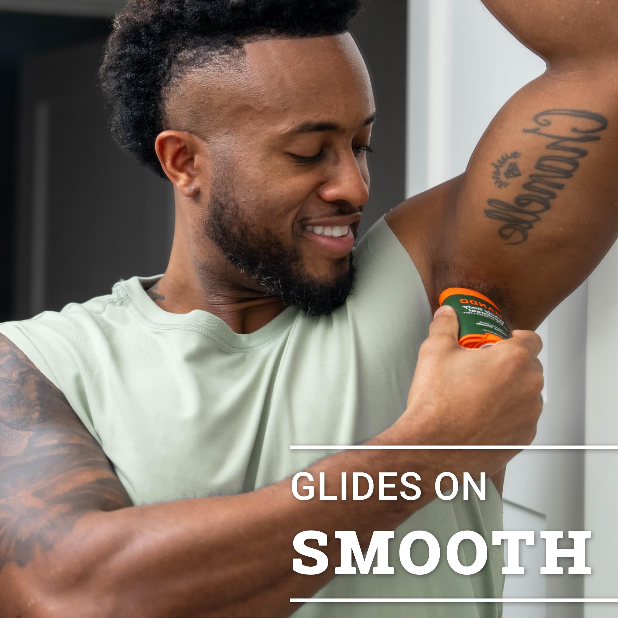 Mando doctor-developed formula signals skin-safe, hypoallergenic protection.