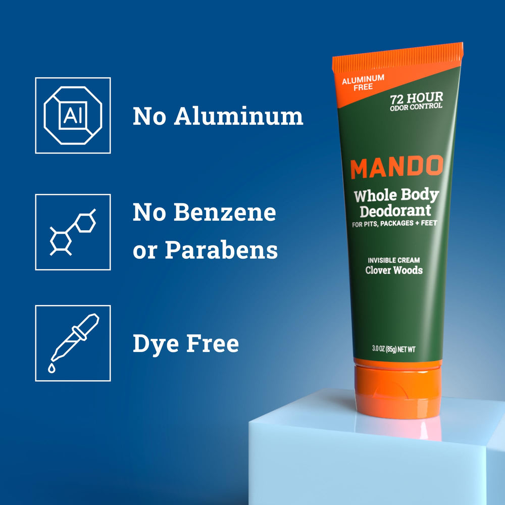 Mando invisible-cream hypoallergenic label reinforces skin-safe formula