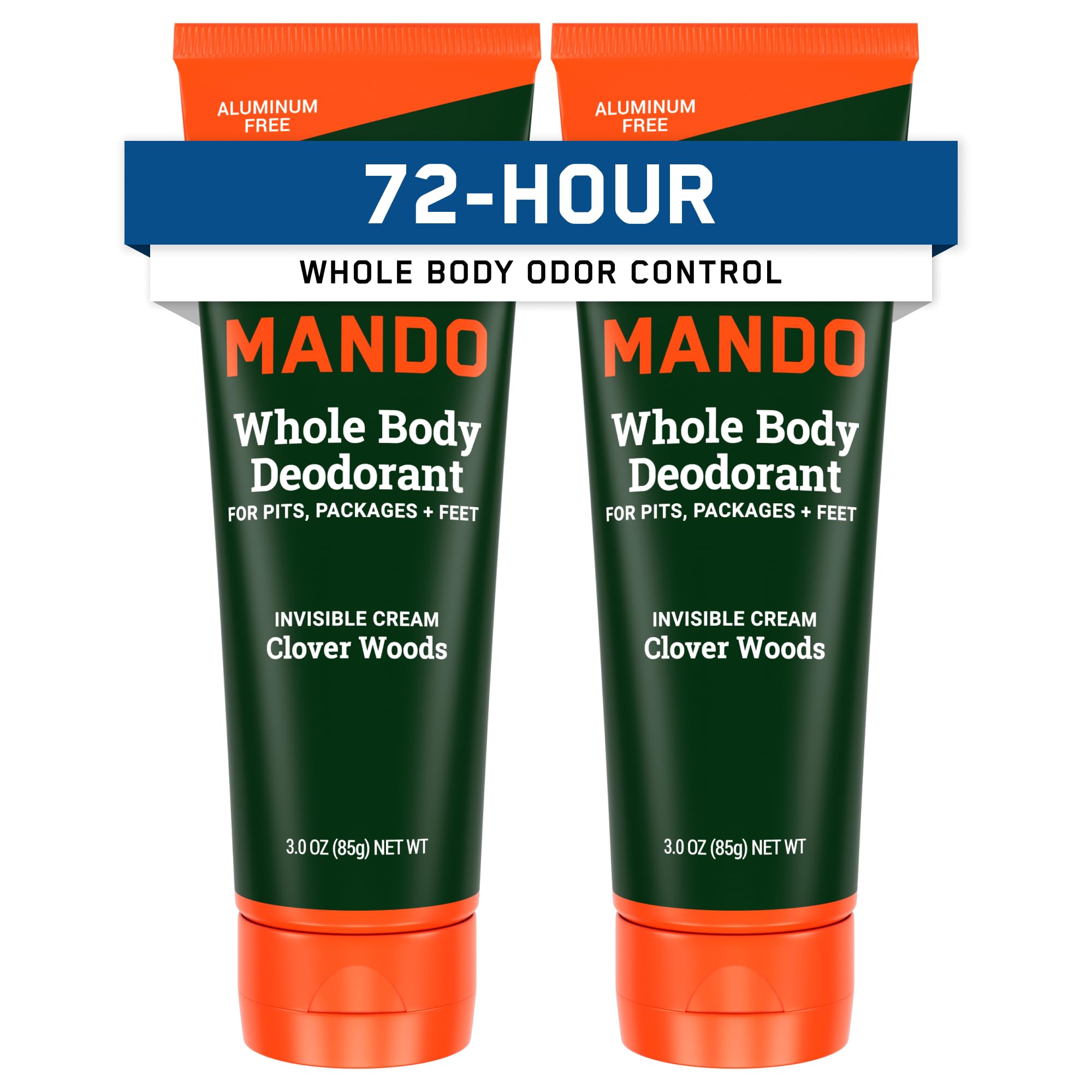 Mando invisible-cream pack-of-2-tubes shows long-lasting odor control for daily wear
