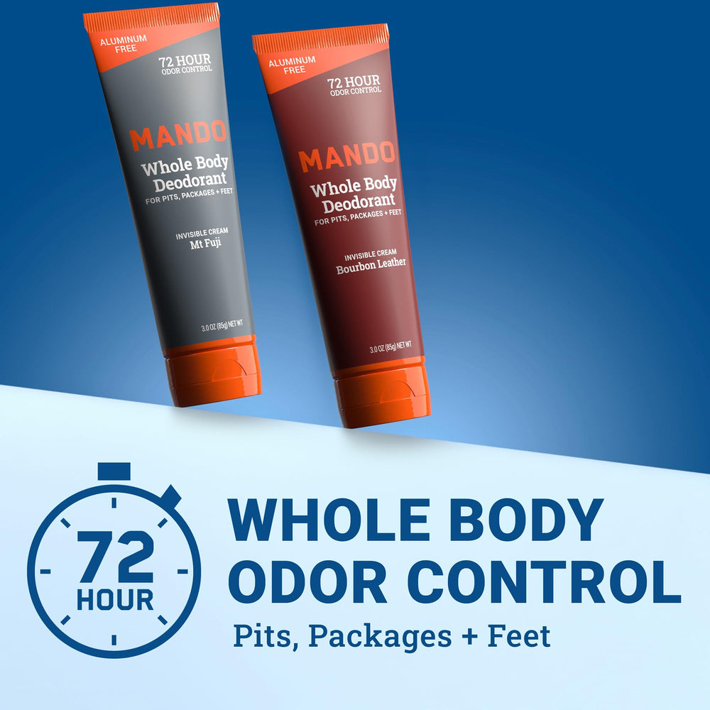 Mando invisible cream tube close-up highlights creamy texture ideal for sensitive skin.