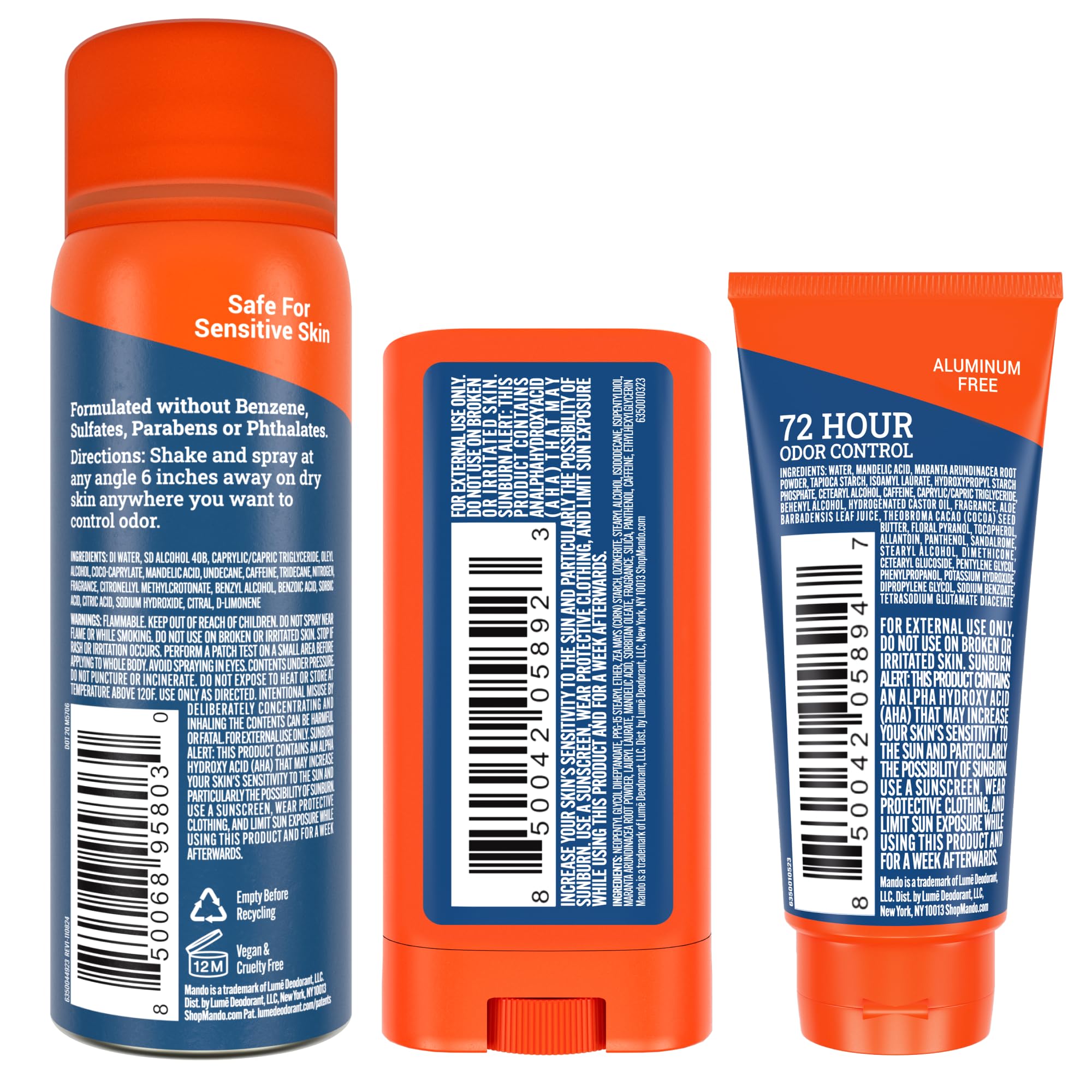 Mando Skin-Safe Formula image supports sensitive-skin friendly application.