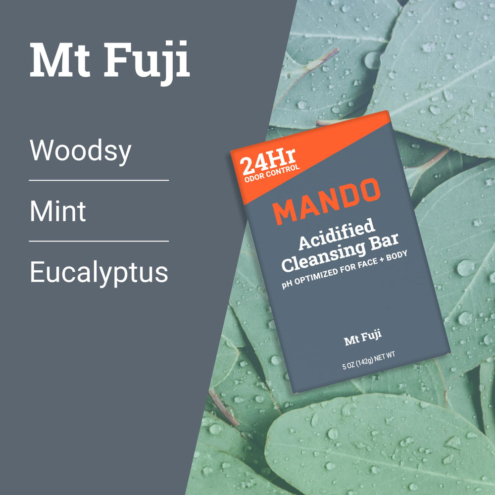 Mando moisturizing formula textural shot implies skin hydration during use.