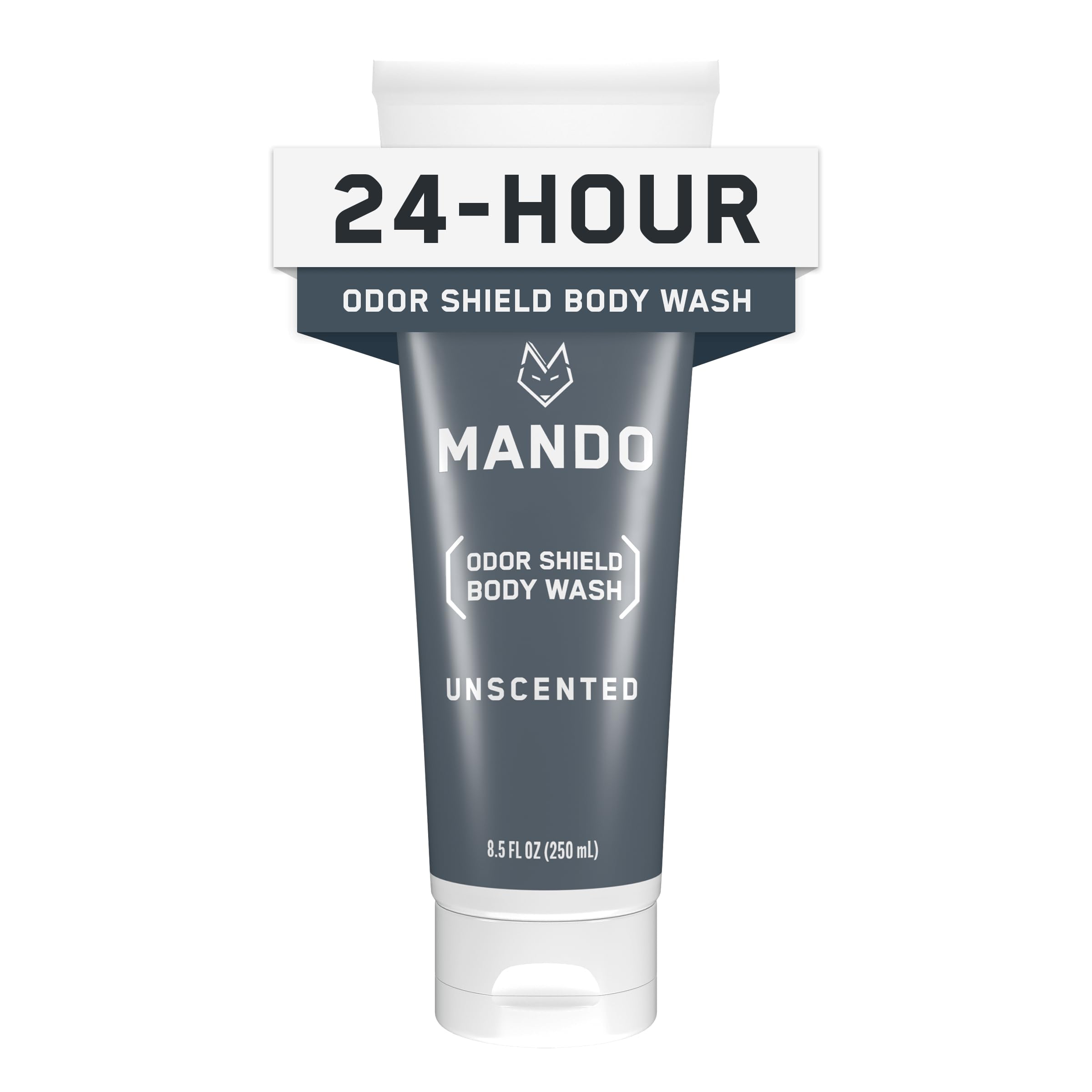 Mando Odor Shield bottle front showing unscented odor-control cleanser