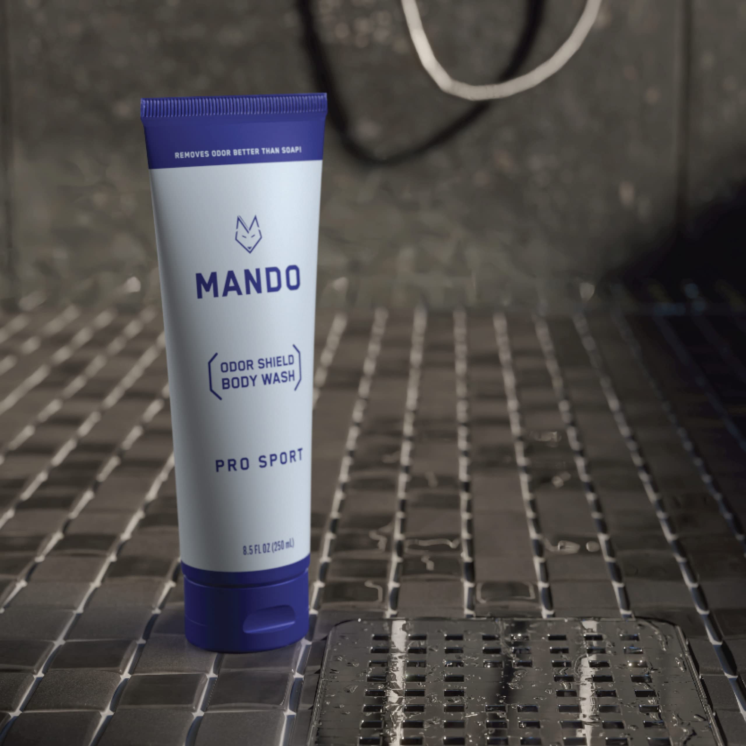 Mando Odor Shield Mandelic-acid formula for effective cleansing.