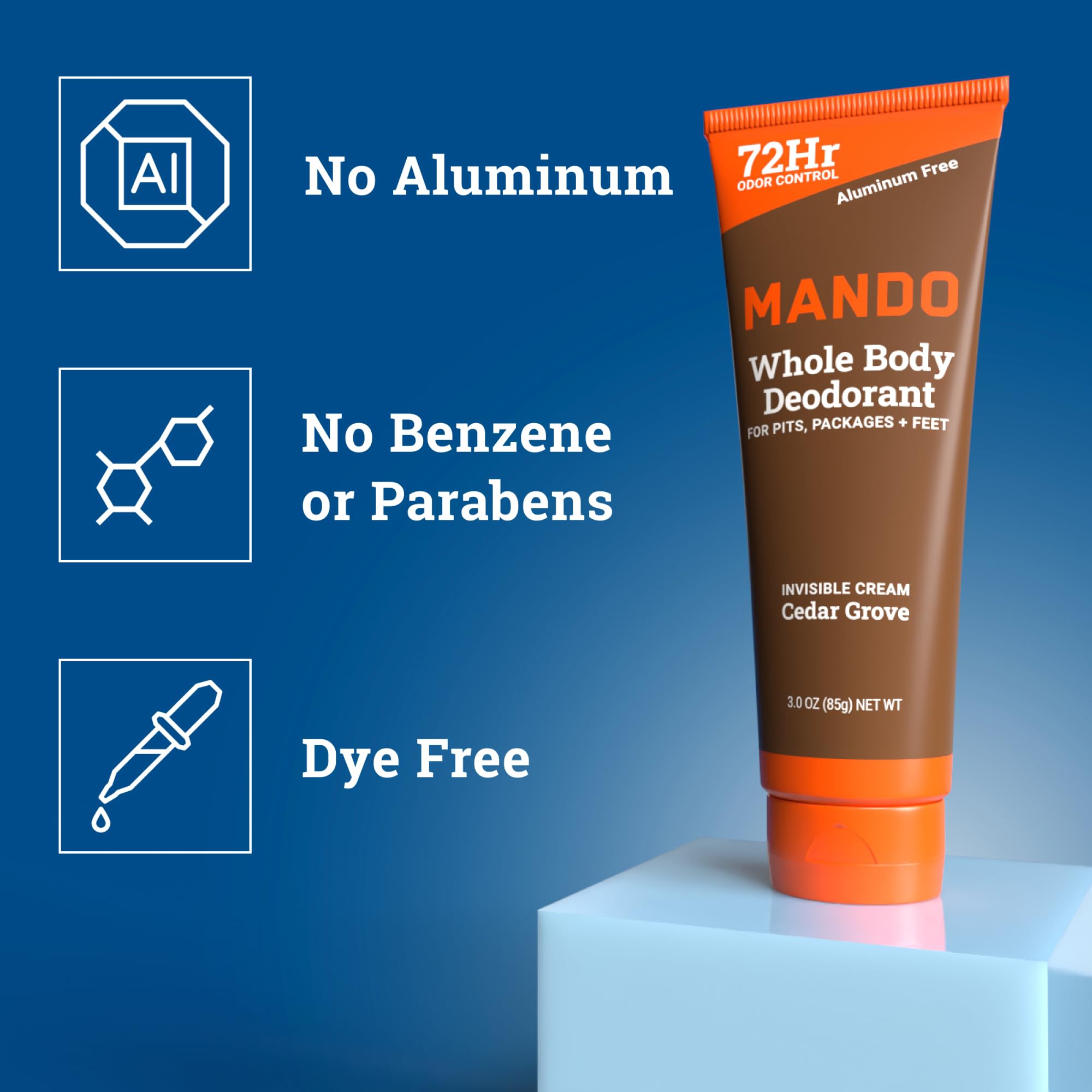 Mando pack-of-2 tubes emphasizes value and all-day odor protection.