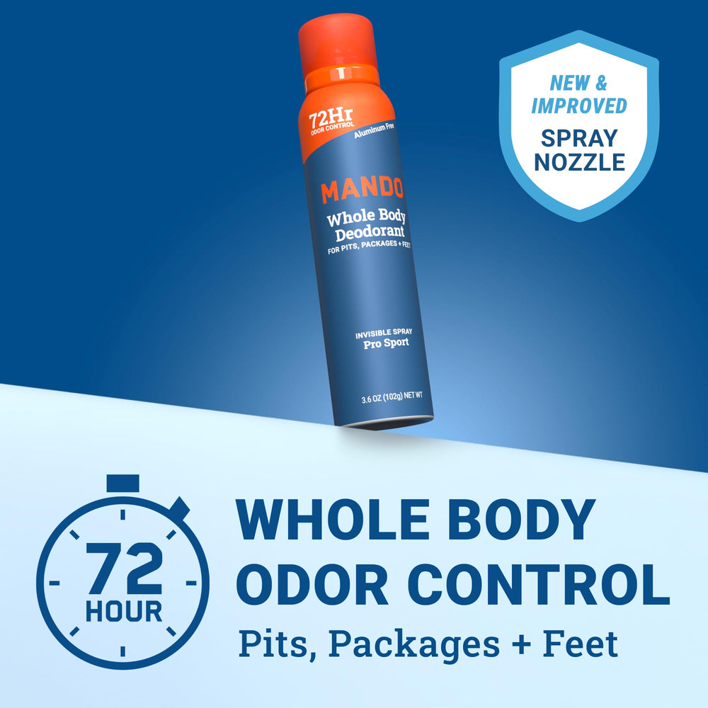 Mando Pro Sport Invisible Spray shows discreet application for active wear.