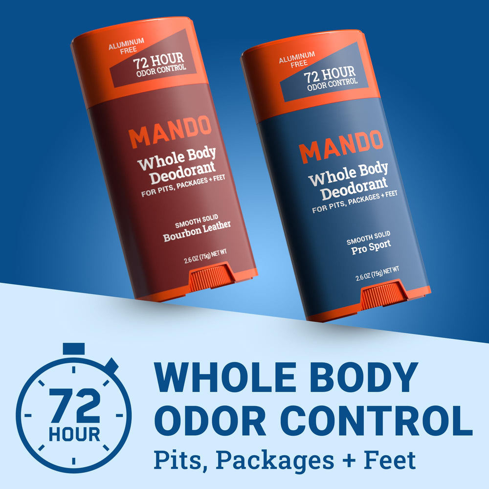 Mando Pro Sport stick provides all-day odor control for active wear.
