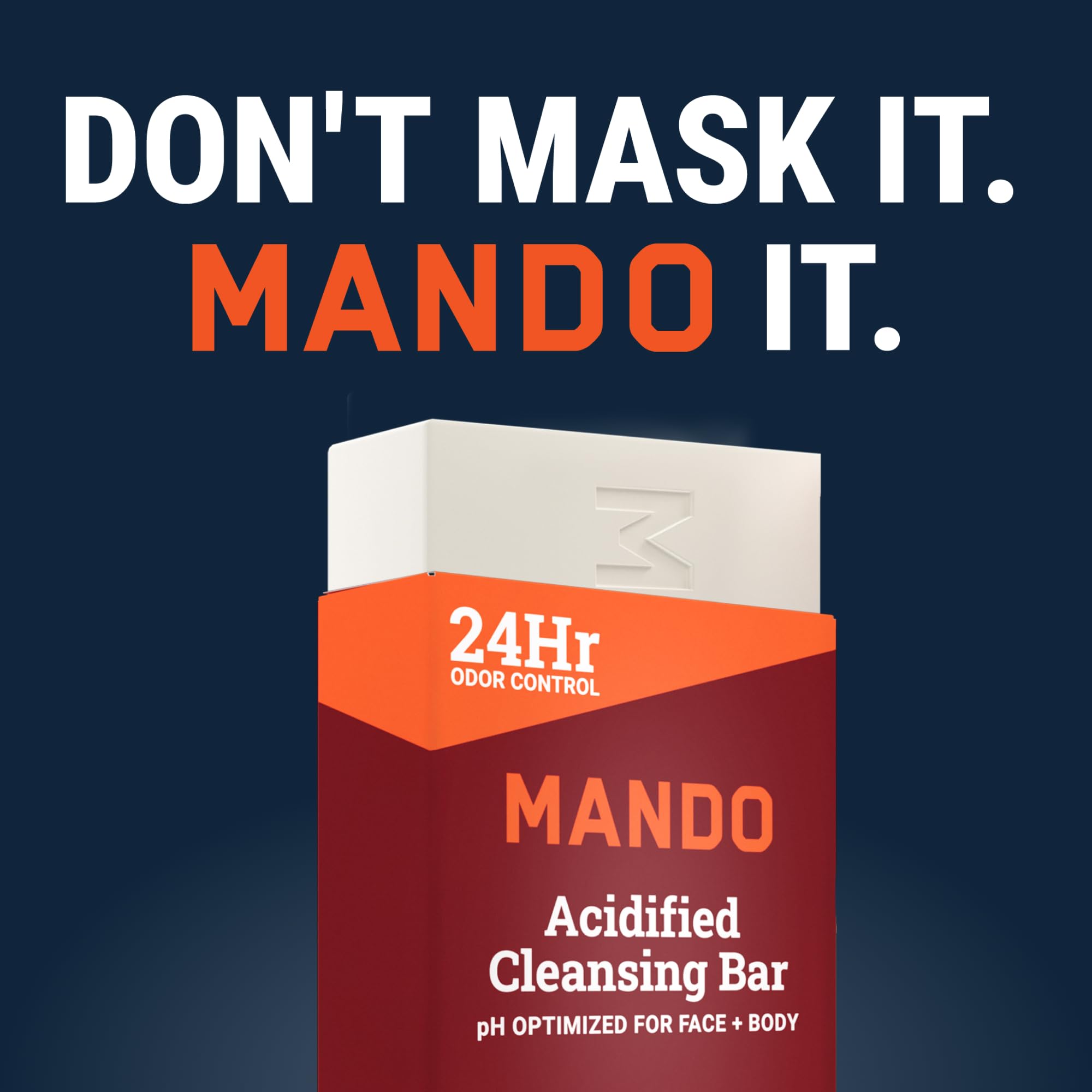 Mando sensitive-skin-friendly bar usage shows safe everyday cleansing.
