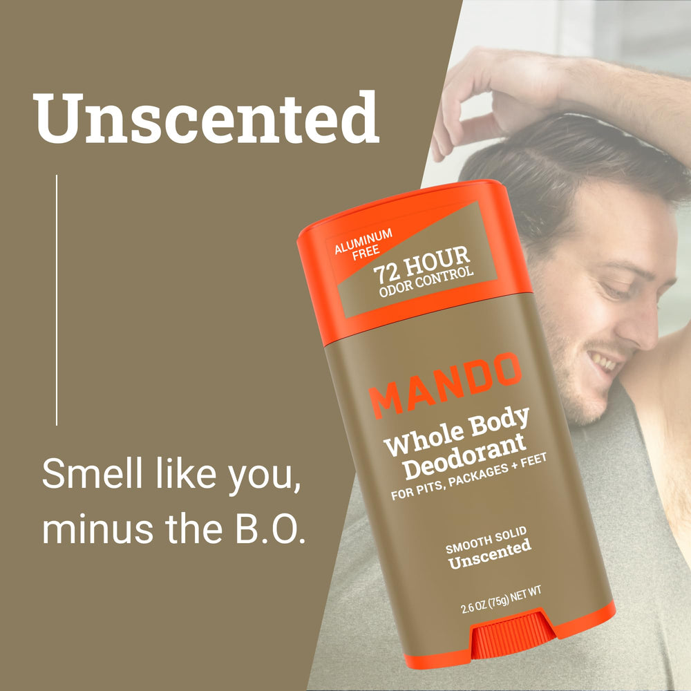 Mando skin-safe hypoallergenic label emphasizes gentle care for sensitive areas.