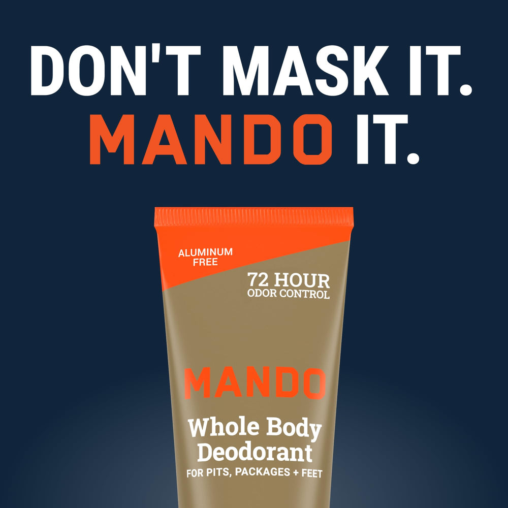Mando skin-safe logo indicates gentle external use.