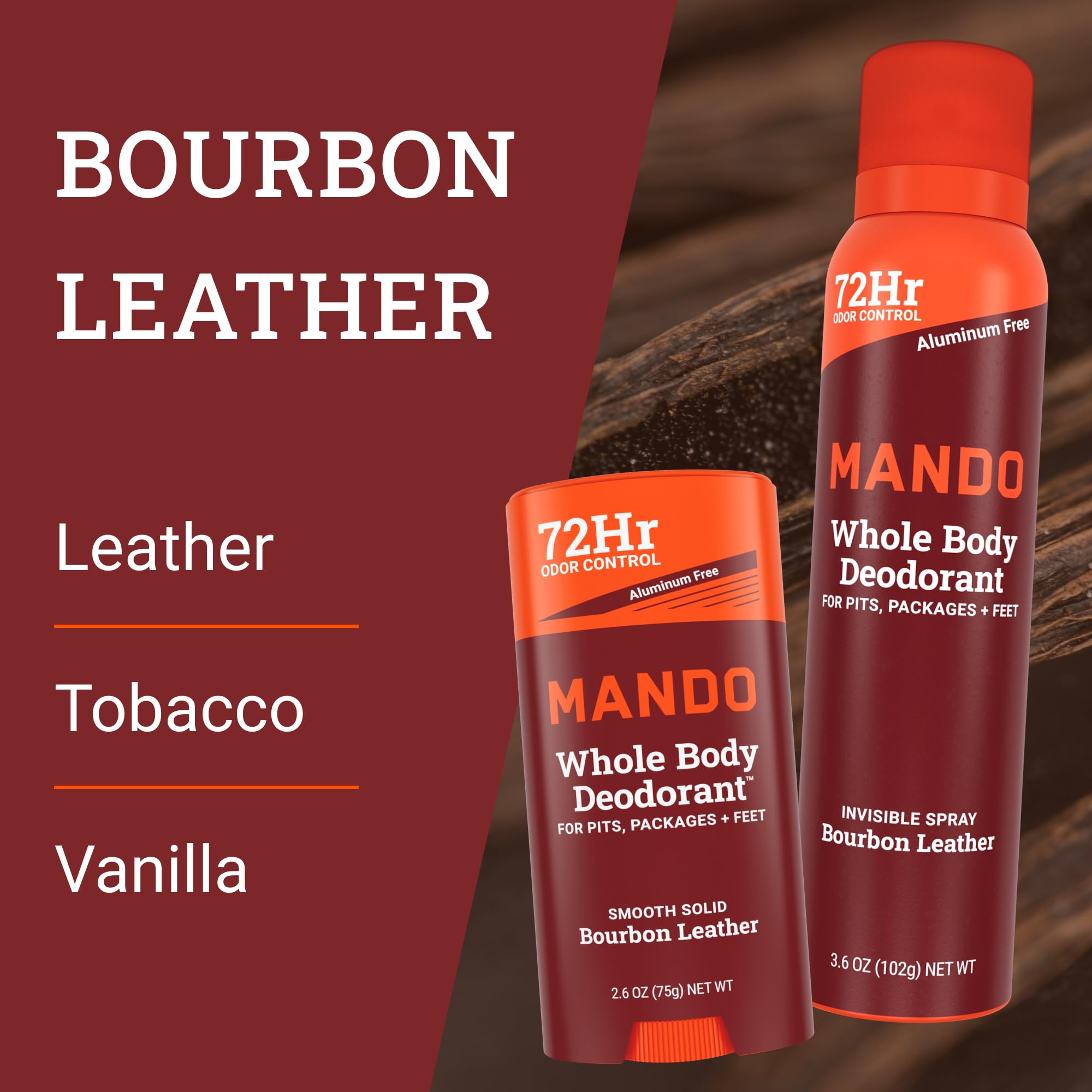 Mando Bourbon Leather spray application on skin for even coverage.