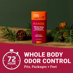 Mando deodorant on wrist showcasing smooth glide for easy application.