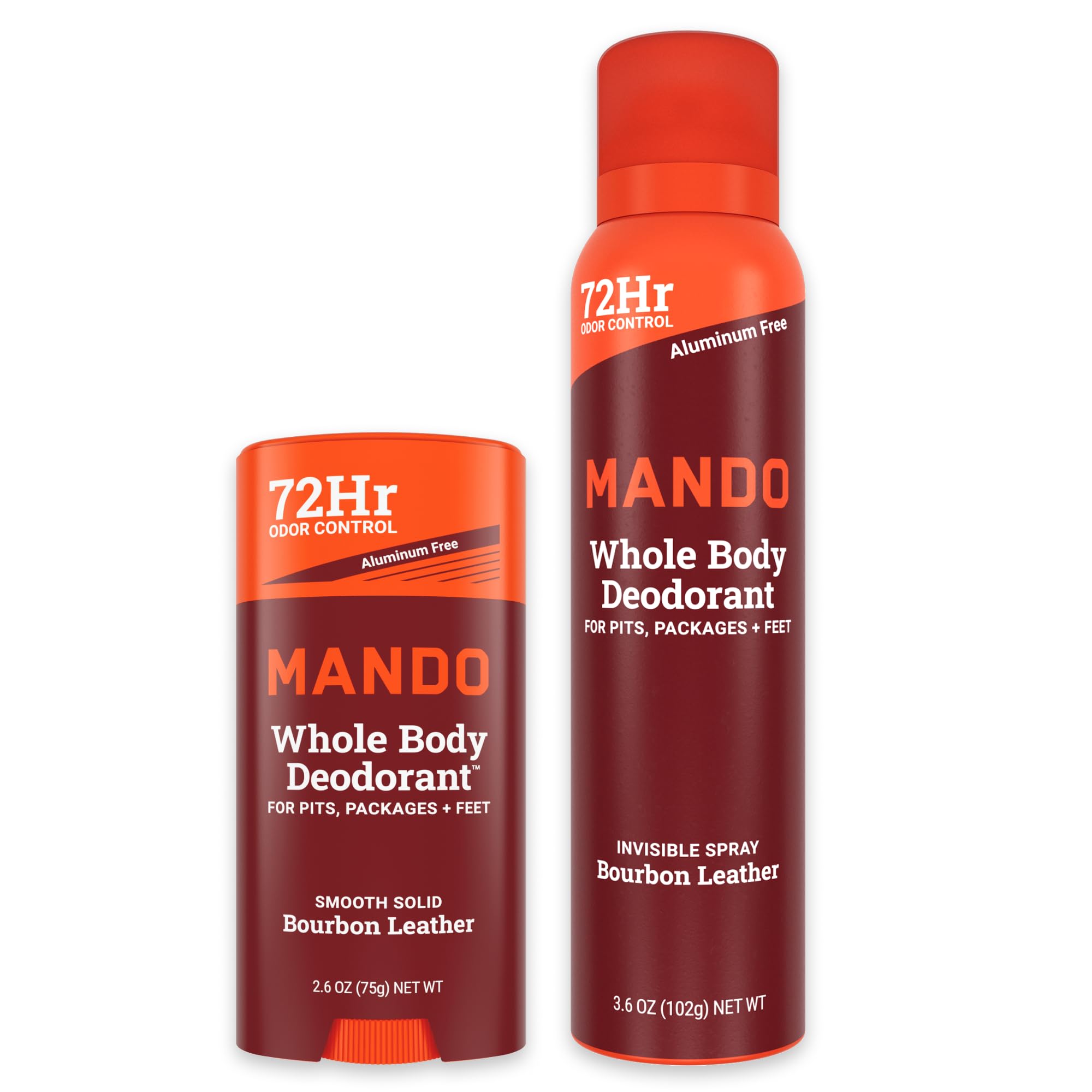 Mando Bourbon Leather solid-stick deodorant in use for all day odor protection.