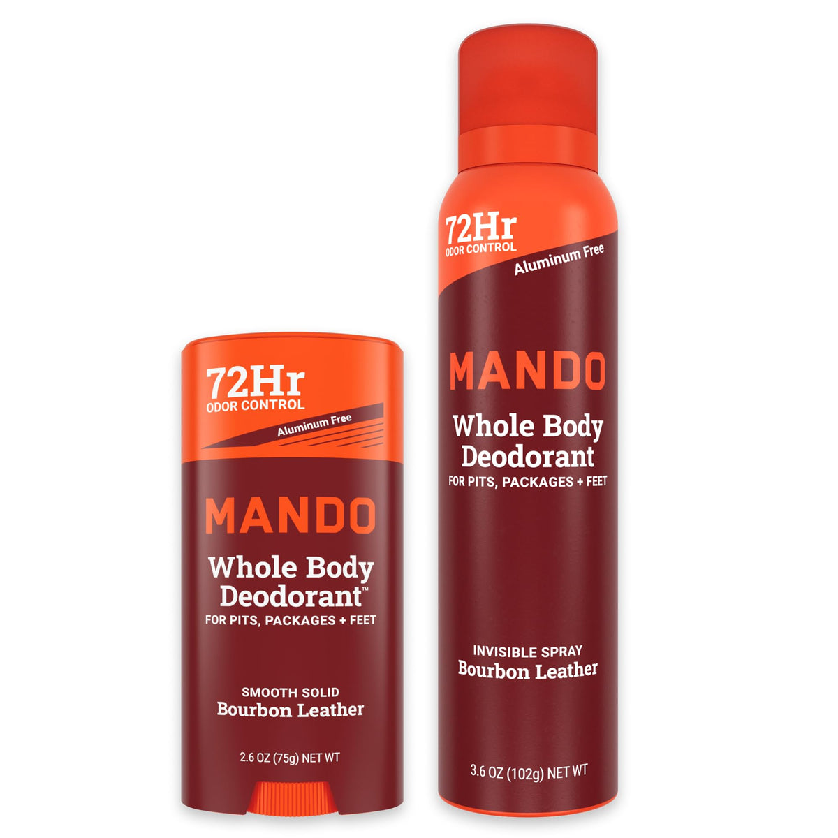 Mando Bourbon Leather solid-stick deodorant in use for all day odor protection.