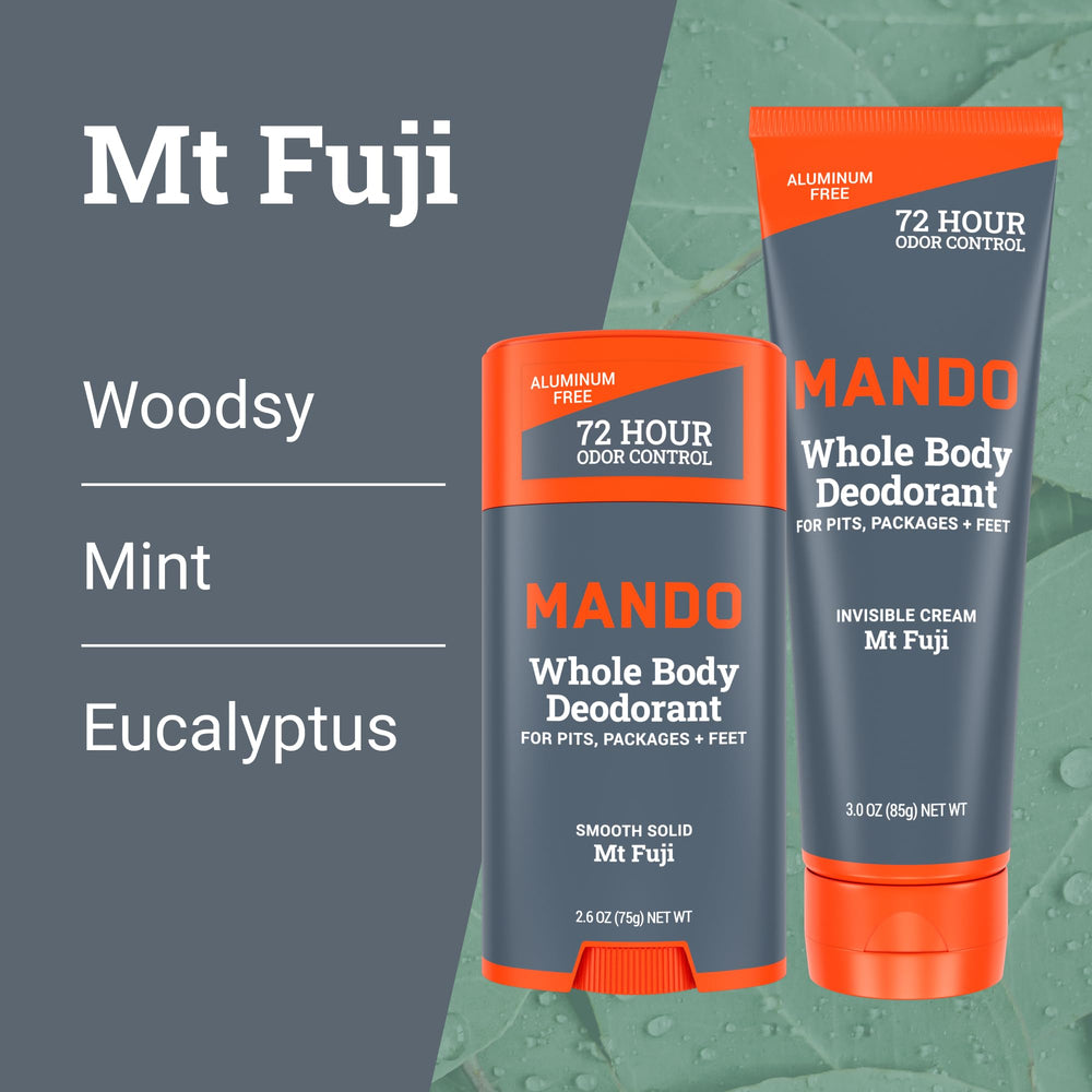 Mando solid-stick packaging ready for on-the-go odor control.