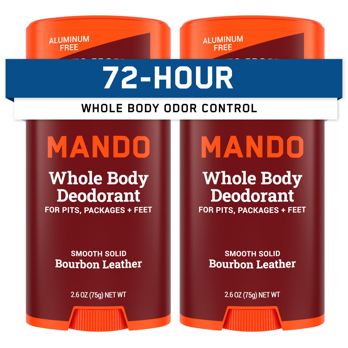 Mando whole-body deodorant stick Bourbon Leather delivers all-day odor control.