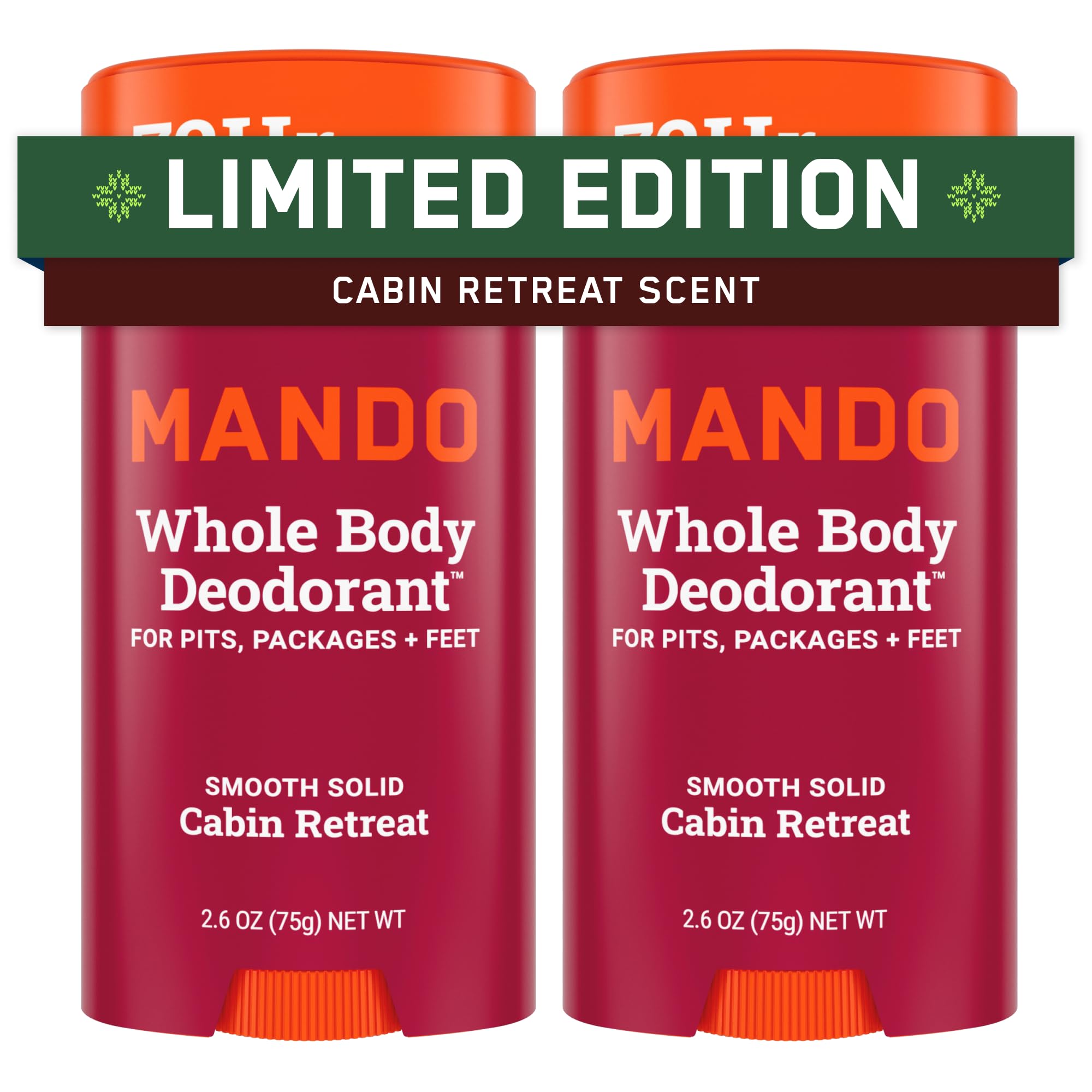 Mando Whole Body Deodorant stick pack two units for all-day protection.