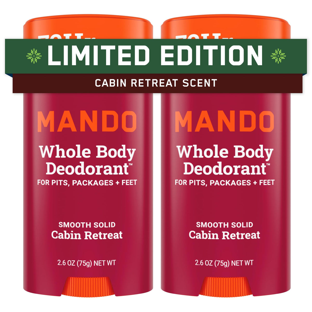 Mando Whole Body Deodorant stick pack two units for all-day protection.