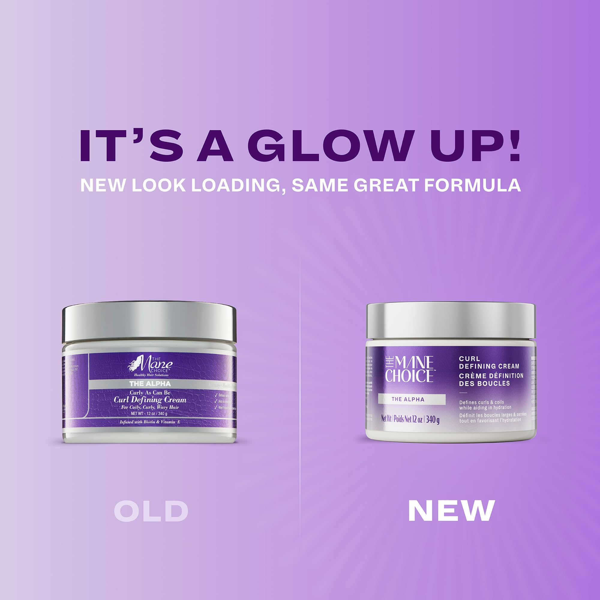 Alpha Curly Cream close-up shows hair shine and defined curls with hydrating formula.