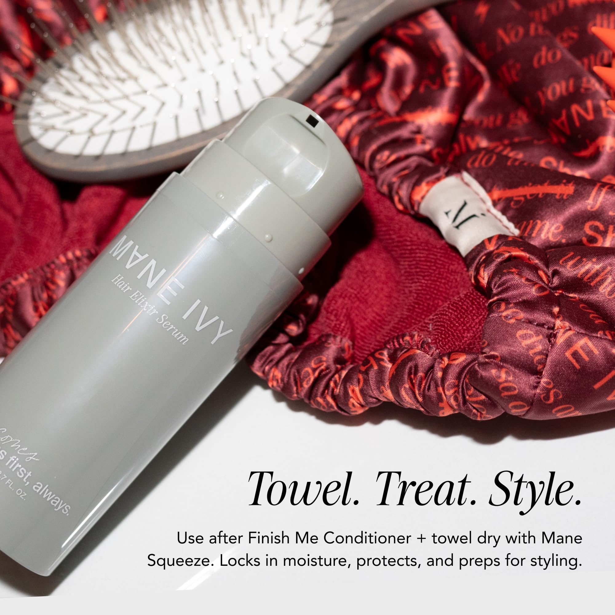 MANE IVY Hair Elixir Serum packaging and branding on box and bottle