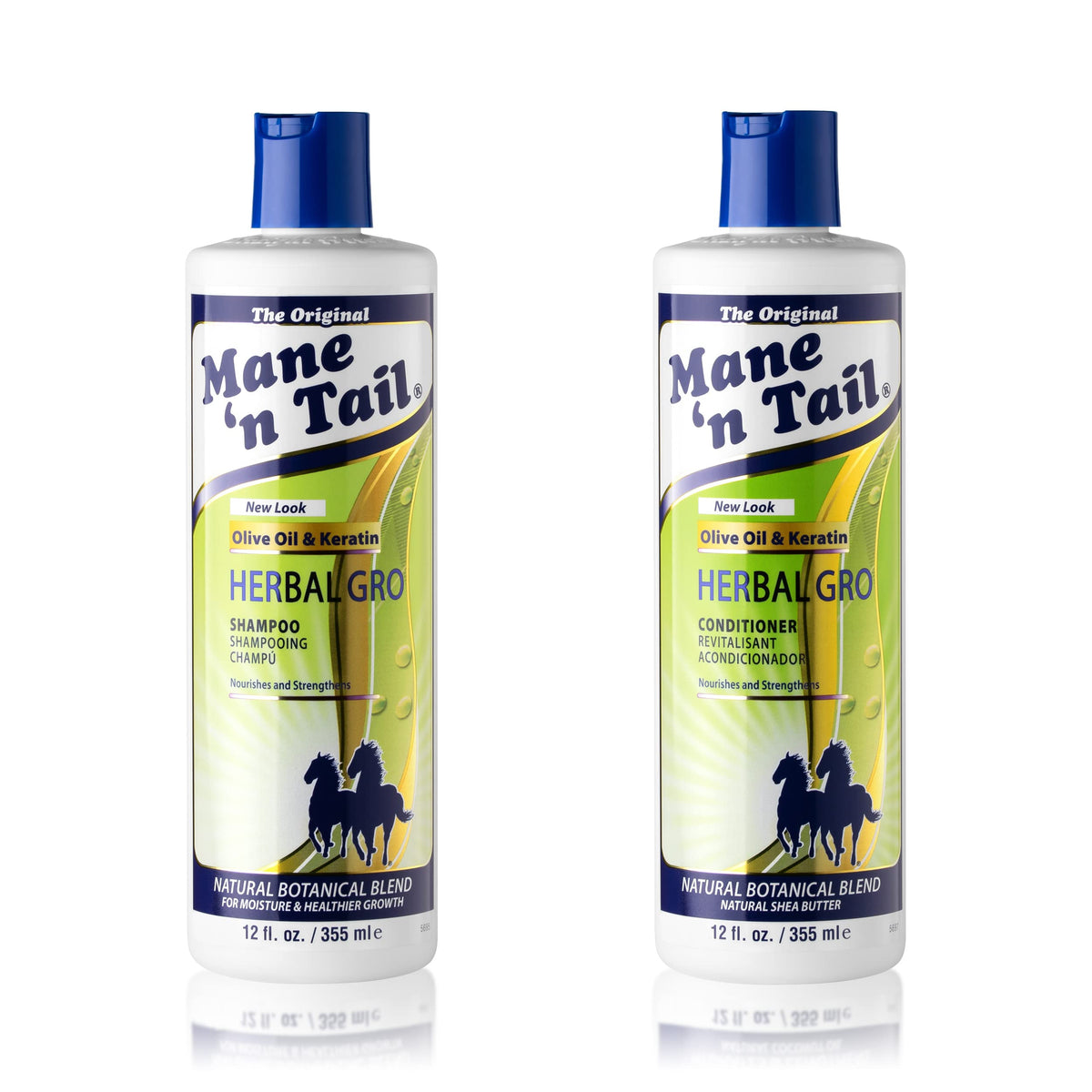 Mane 'n Tail Herbal Gro Shampoo bottle showing gentle cleansing for healthy-looking hair