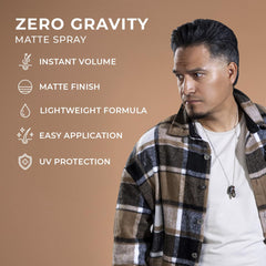 Mane Tame matte finish spray on styled hair for a non-shiny look.