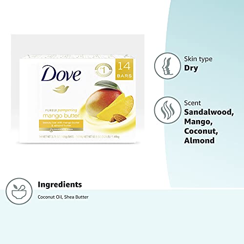 Dove Mango Butter Beauty Bar fragrance emphasizes mango and almond scent for daily pampering