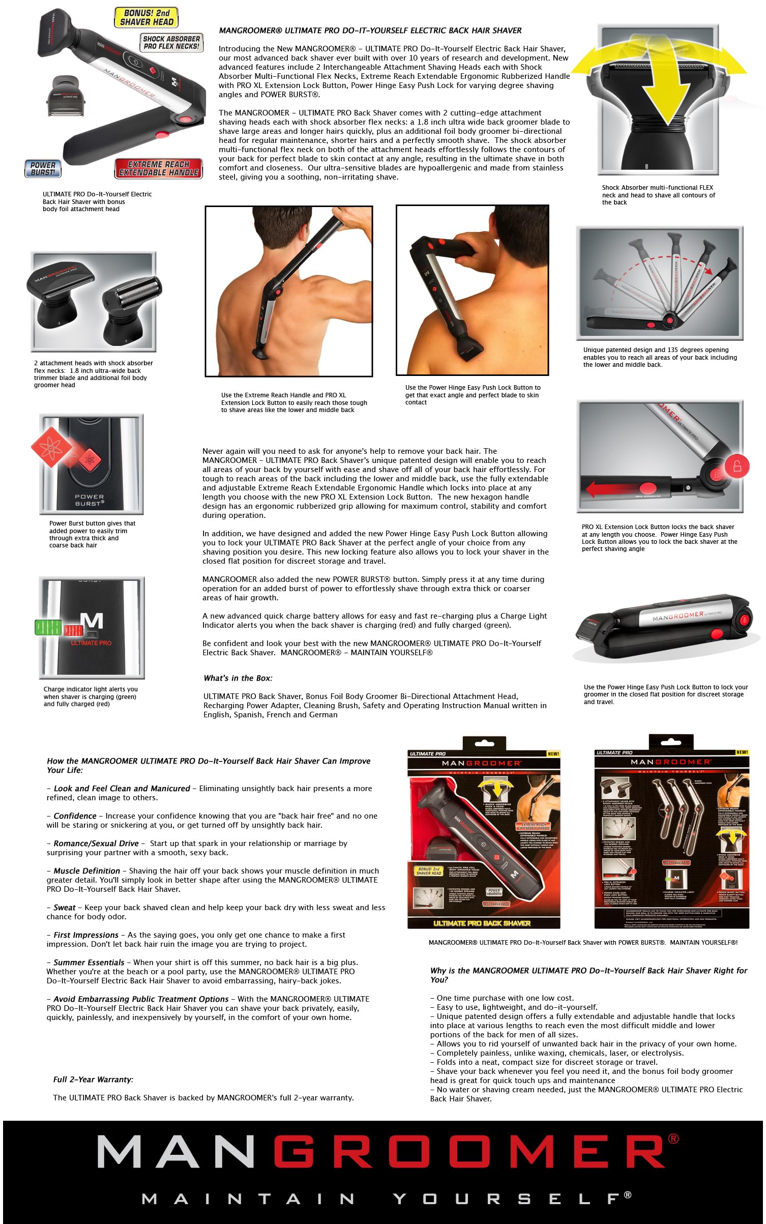 Mangroomer attachment head with blade shows setup compatibility with shaver.