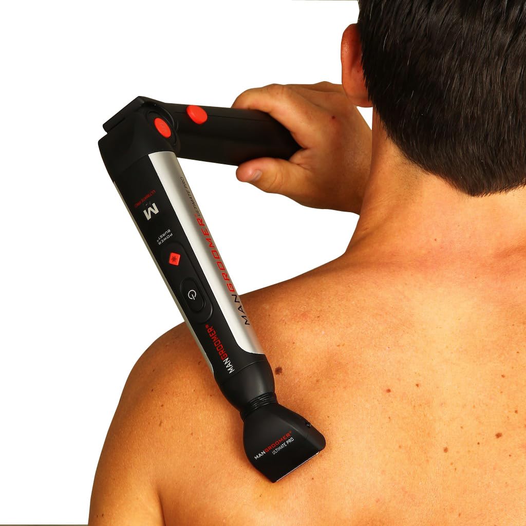 Mangroomer back shaver rinsed under running water for quick cleanup.