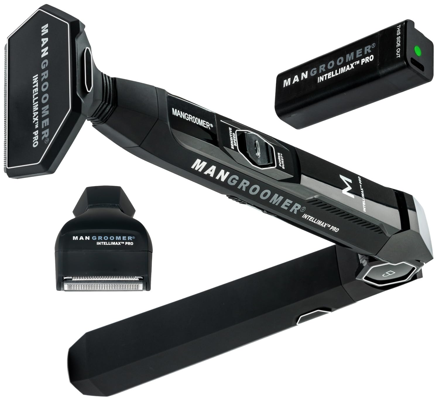 MANGROOMER INTELLIMAX PRO back shaver with extendable handle enables easy reach for hard-to-reach areas.