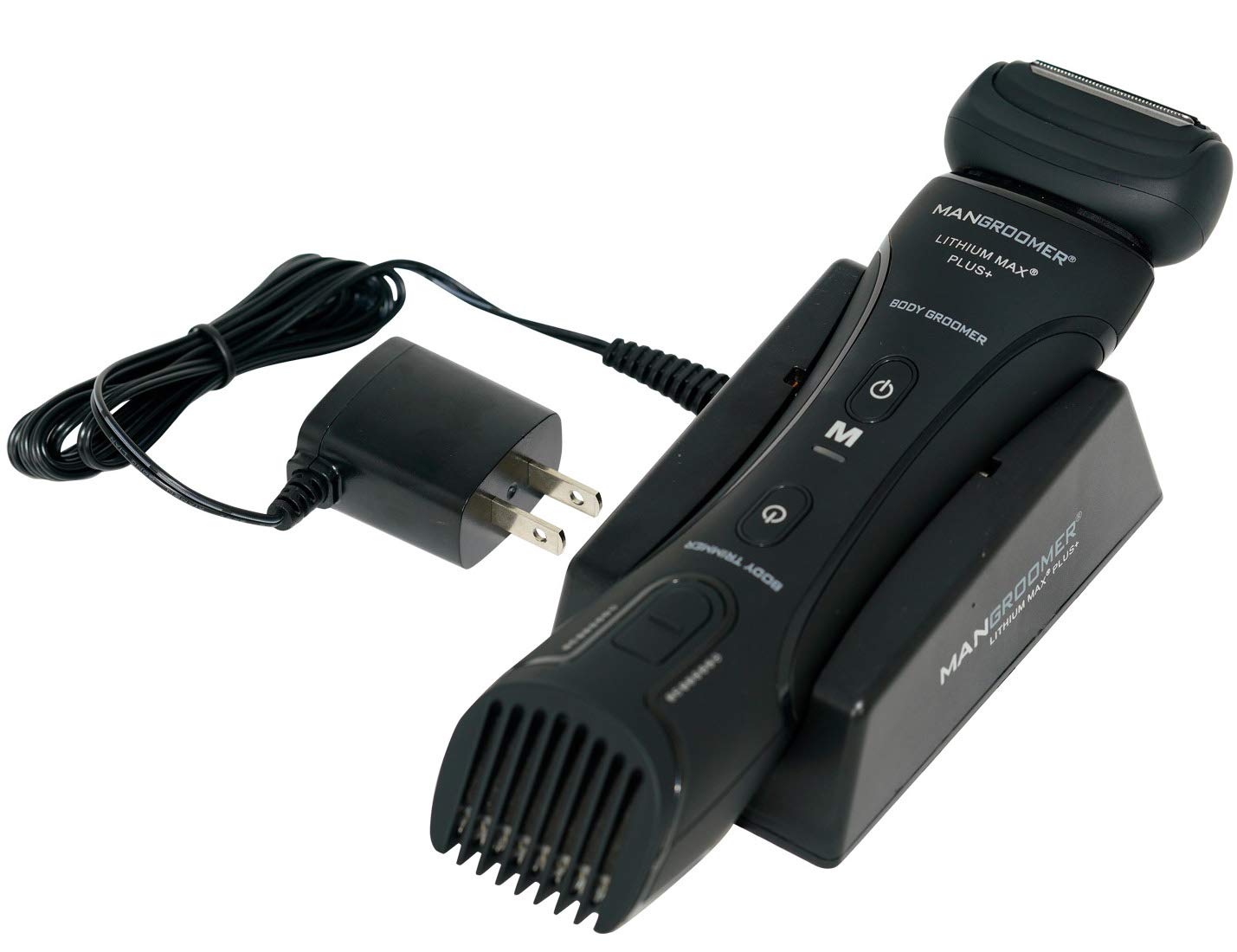 MANGROOMER Lithium Max Plus charging cradle with LED indicator keeps charging status visible