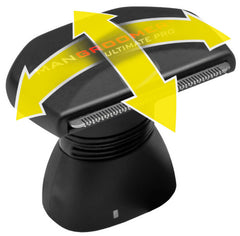 Mangroomer back shaver with shock-absorber neck contours for comfortable reach.