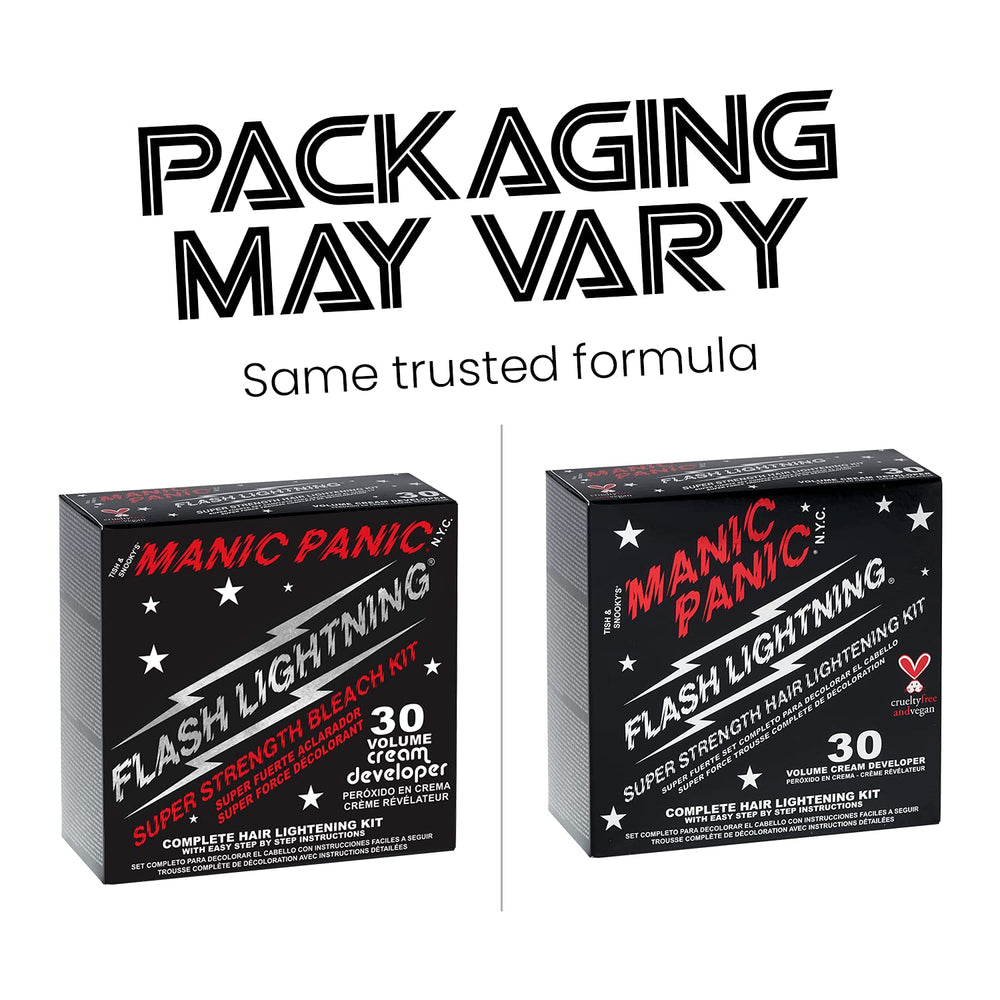 MANIC PANIC 30 volume developer for maximum lift on dark hair.
