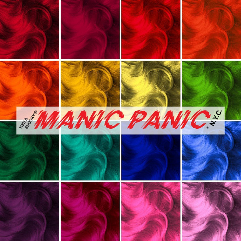 MANIC PANIC Blue Lightning dust-free bleach powder minimizes mess during mixing.