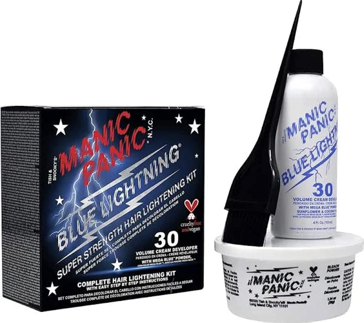 MANIC PANIC Blue Lightning Kit packaging with bold branding for at-home hair lightening.