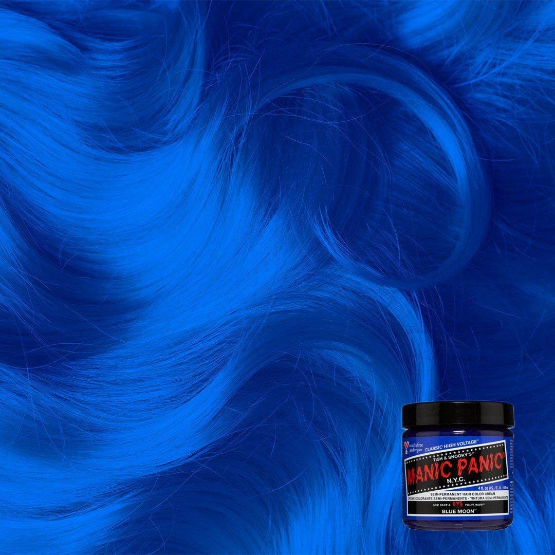 MANIC PANIC Blue Moon on pre-lightened hair for vibrant color results.