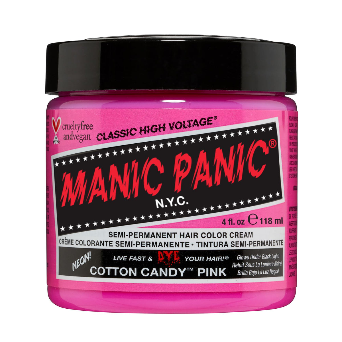MANIC PANIC Classic Cotton Candy Pink bottle ready for bold DIY color