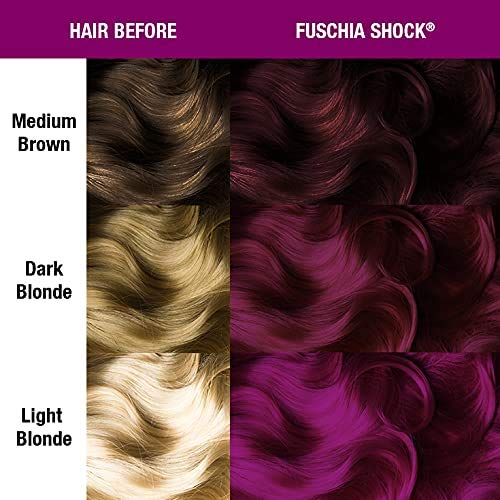 MANIC PANIC Fuschia Shock on hair demonstrates vibrant coverage