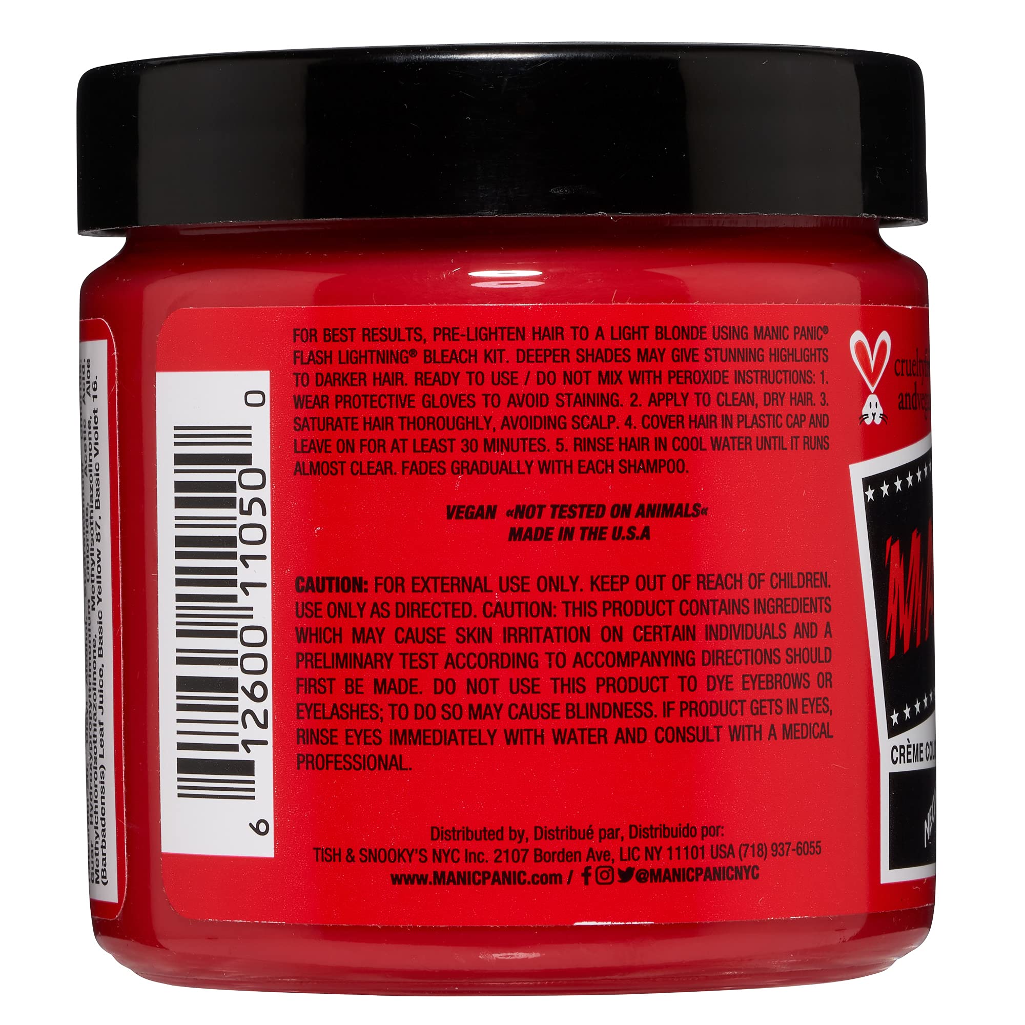 MANIC PANIC Classic Red Passion pour demonstrates even coverage during application.