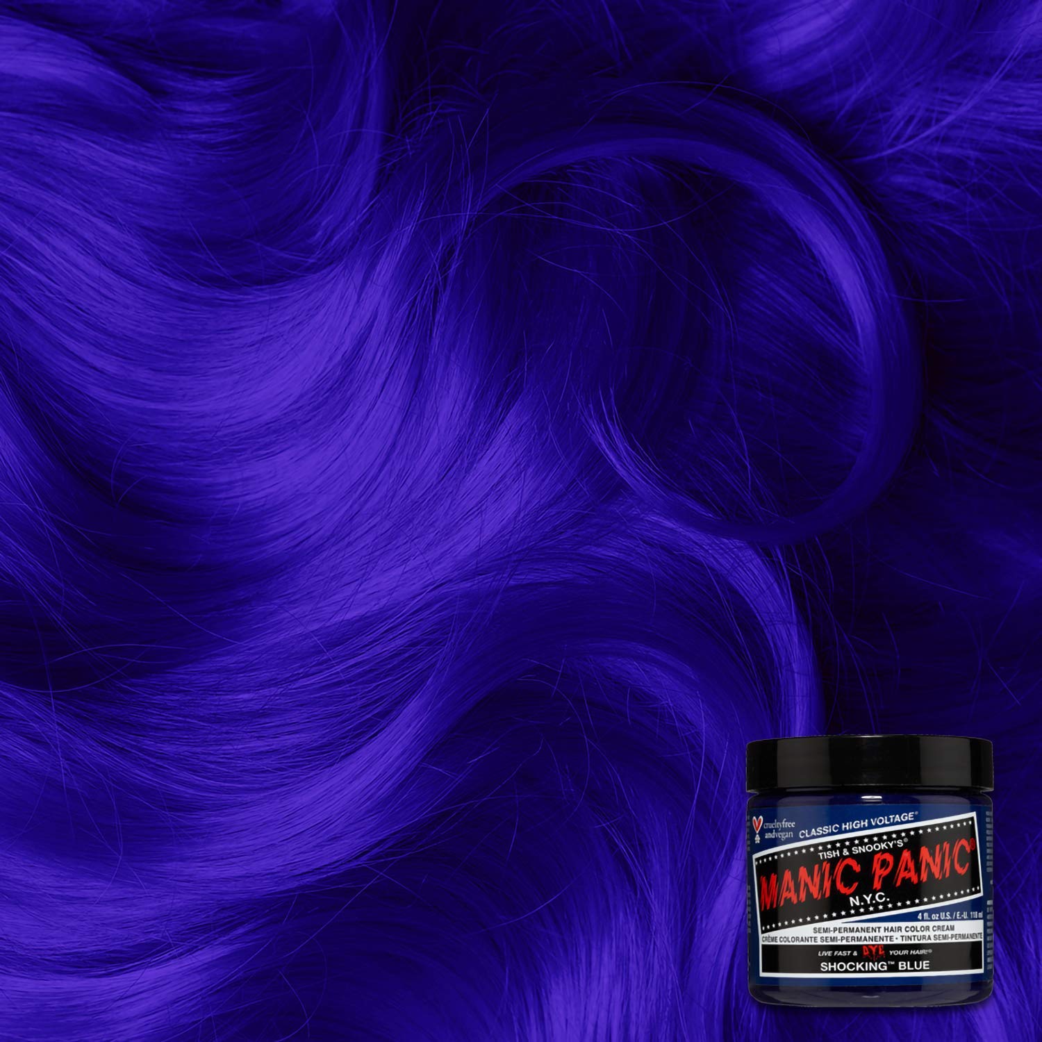 MANIC PANIC Shocking Blue mixing with other colors demonstrates customizable results for unique looks.