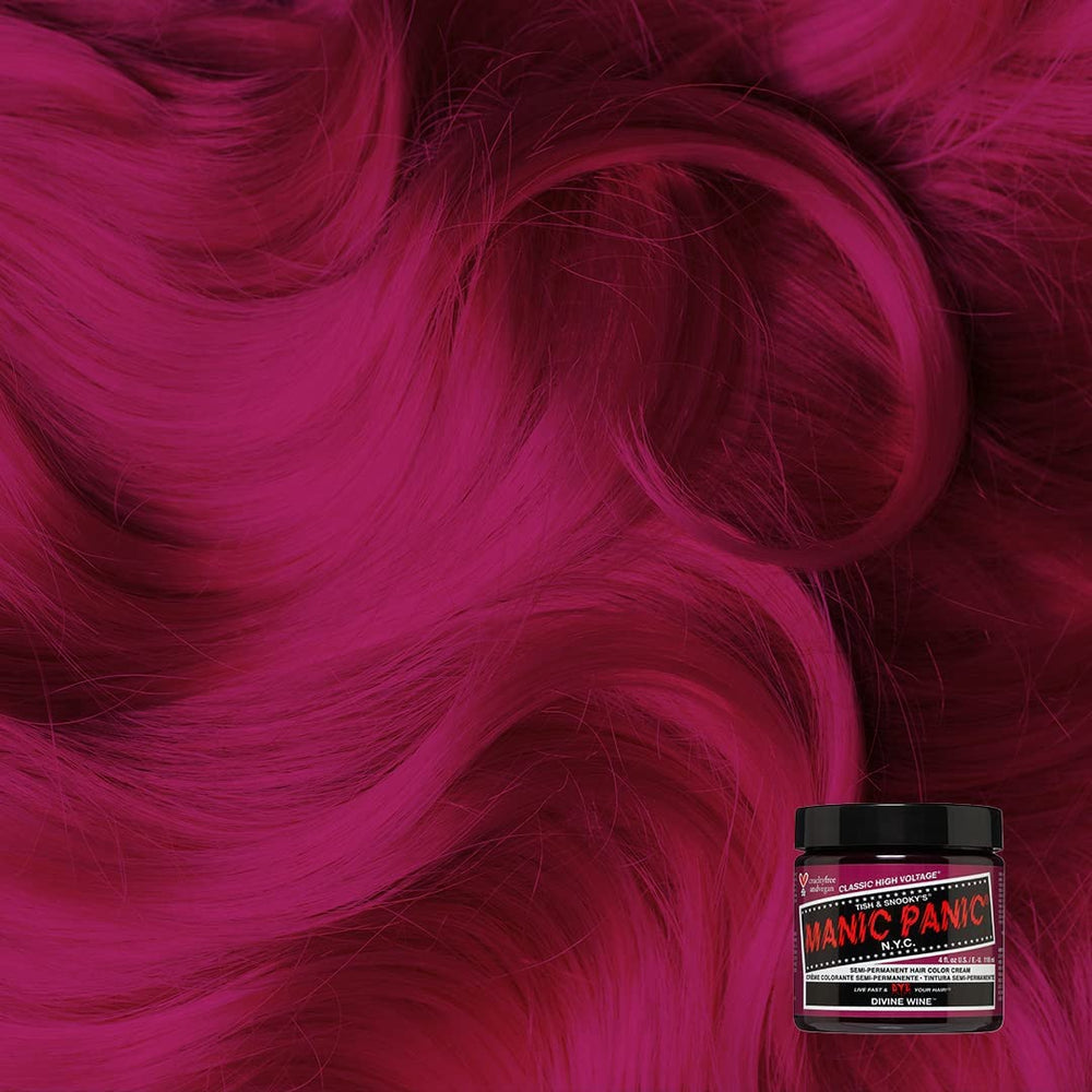 Divine Wine hair application demonstrates bold pink-red shade for DIY color