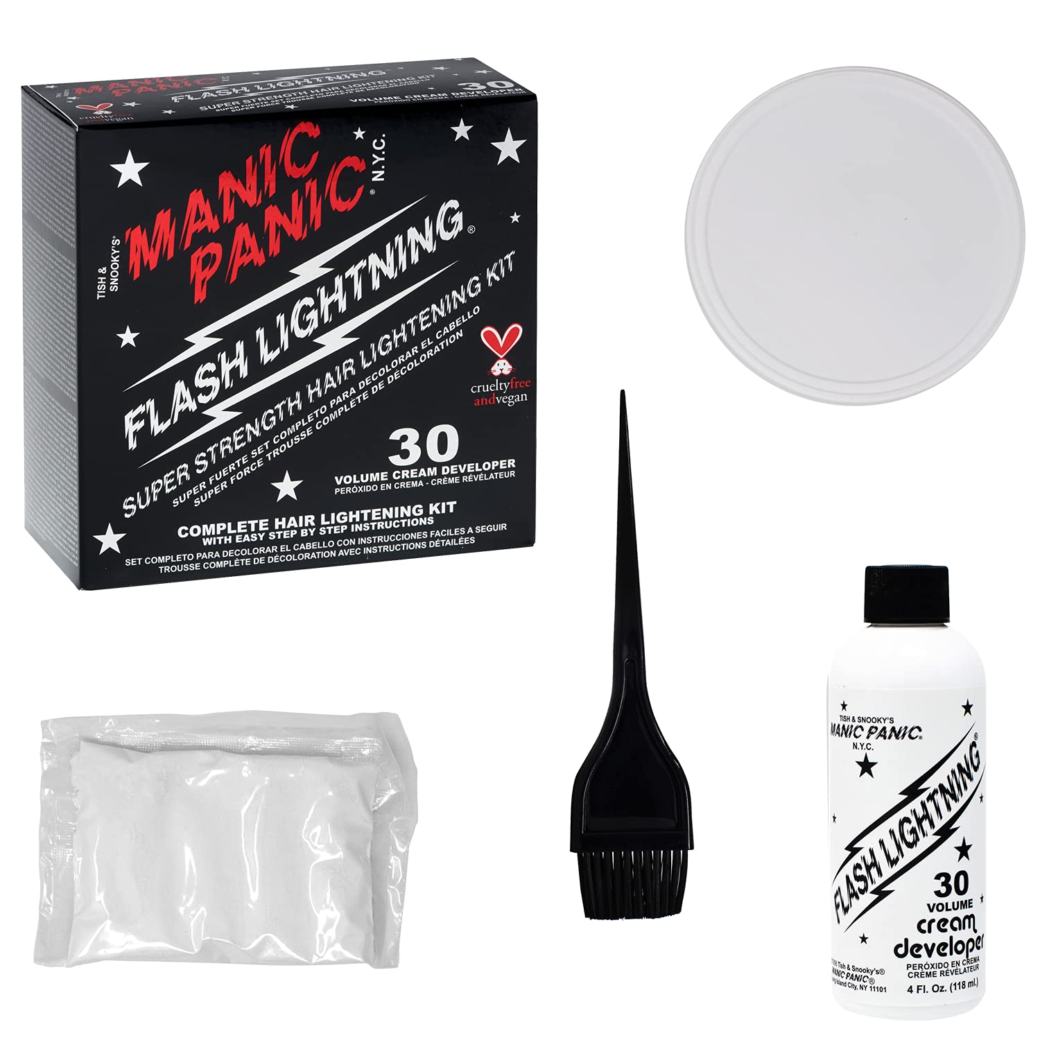 MANIC PANIC dust-free bleach powder provides smooth, controlled lightening.